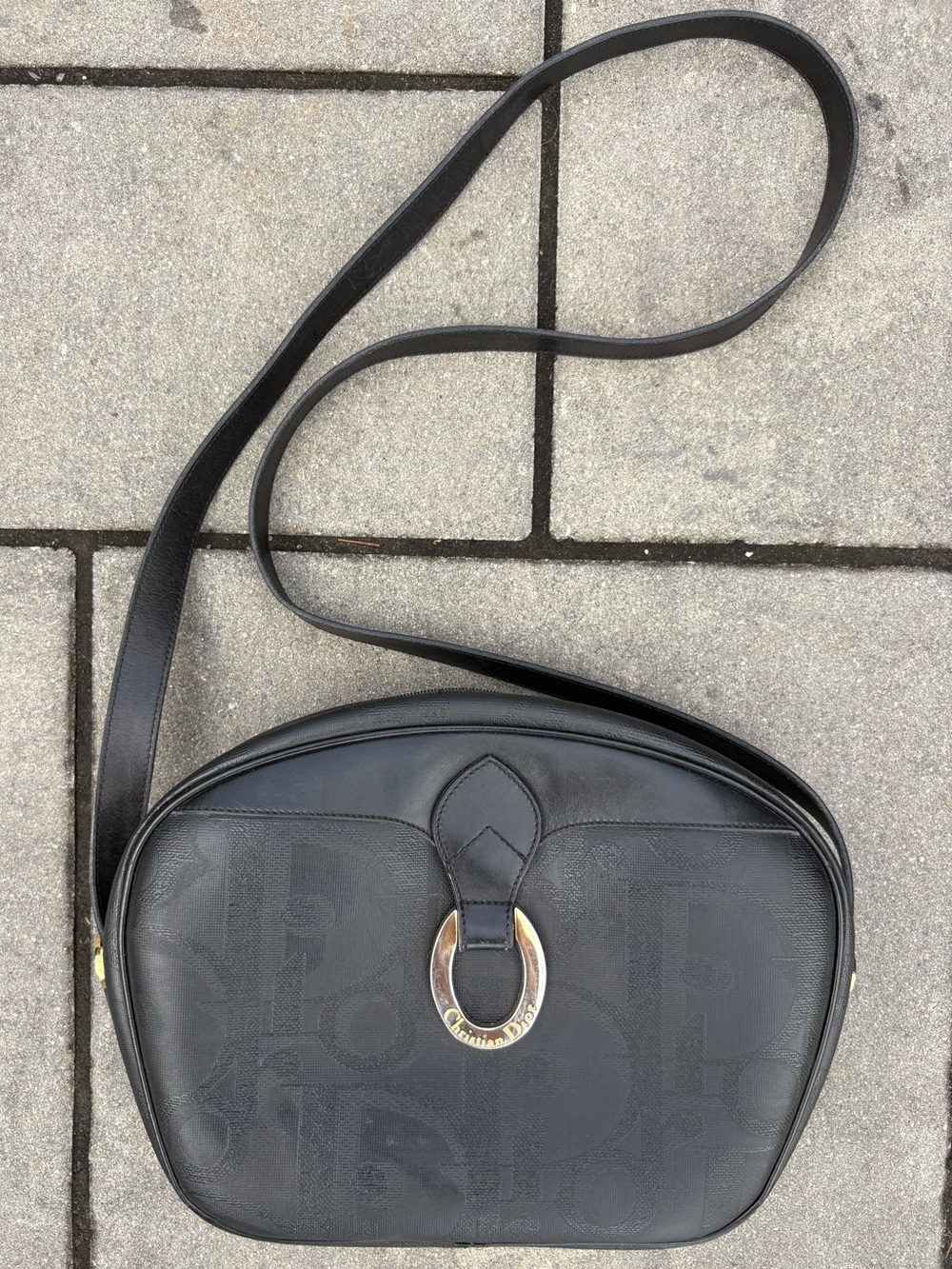 Authentic Christian Dior Trotter Monogram Saddle/Cross Body Bag Blk Leather - Picture 11 of 14